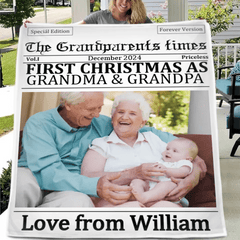 Customized Christmas Blankets - Personalized Nickname and Photo Christmas Memorial Blanket - A Gift For Family,Grandparents,Parents - OLESA