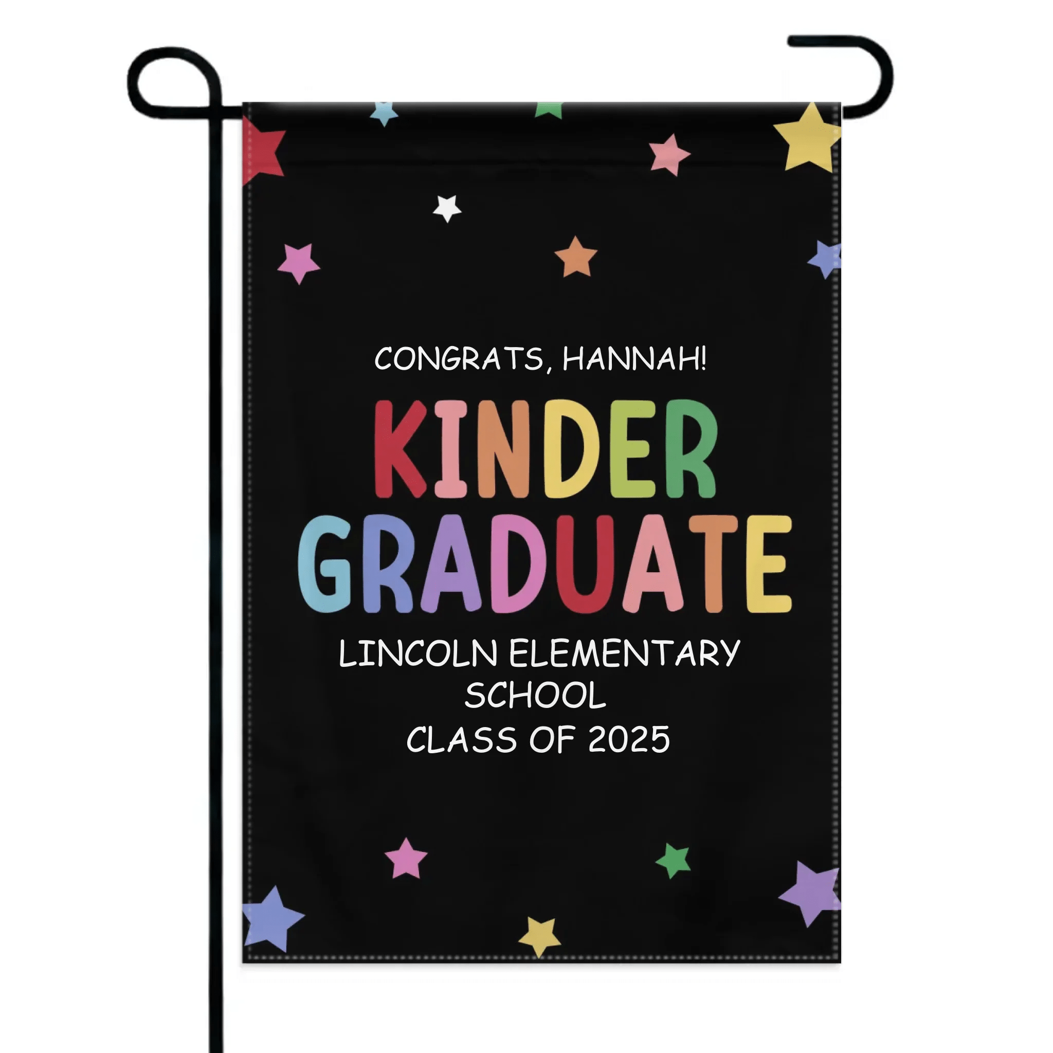 Customized Commencement Season Celebration Flag - Colorful Star Flags with Personalized Names, School Names and Years - Gifts For Family,Graduate,Grandchildren - OLESA