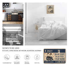 Customized Couple and Dog Floor Mats - Stylish and Trendy Doormat with Personalized Character Images,Names and Dog Breeds - Funny Gifts For Dog Owners,Dog Lovers,Family - OLESA