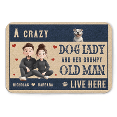 Customized Couple and Dog Floor Mats - Stylish and Trendy Doormat with Personalized Character Images,Names and Dog Breeds - Funny Gifts For Dog Owners,Dog Lovers,Family - OLESA