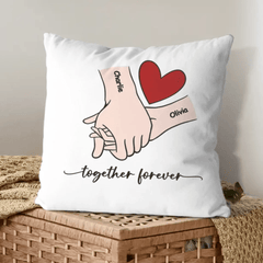 Customized Couple Pillow - Holding Hands Love Pattern Pillowcase with Personalized Name and Theme Text - A Gift For Boyfriend,Girlfriend,Husband,Wife - OLESA