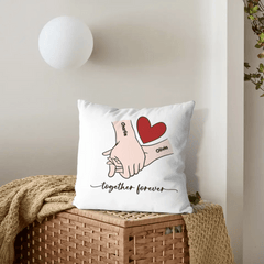 Customized Couple Pillow - Holding Hands Love Pattern Pillowcase with Personalized Name and Theme Text - A Gift For Boyfriend,Girlfriend,Husband,Wife - OLESA
