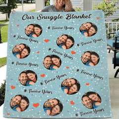 Customized Couple Snuggle Blanket - Personalized Couple's Photo and Custom Labeled Multicolor Flannel Blanket - A Gift For Boyfriend,Girlfriend,Husband,Wife - OLESA