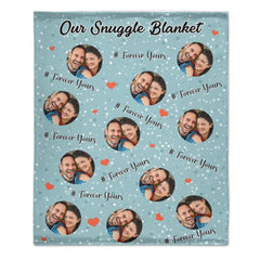 Customized Couple Snuggle Blanket - Personalized Couple's Photo and Custom Labeled Multicolor Flannel Blanket - A Gift For Boyfriend,Girlfriend,Husband,Wife - OLESA