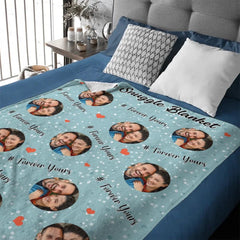 Customized Couple Snuggle Blanket - Personalized Couple's Photo and Custom Labeled Multicolor Flannel Blanket - A Gift For Boyfriend,Girlfriend,Husband,Wife - OLESA