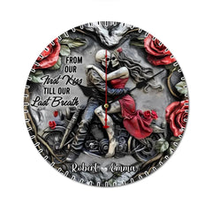 Customized Couple Themed Wall Clocks - Personalized Name Couple Embrace Wall Clock - A Gift For Girlfriend,Boyfriend,Wife,Husband - OLESA