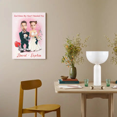 Customized Couple's Theme Wall Painting - Personalized Couple Photo and Name Wedding Character Image Frameless Canvas Painting - A Gift For Girlfriend,Boyfriend,Wife,Husband - OLESA
