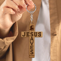 Customized Cross Shape Keychain - Personalized Name Jesus Cross Acrylic Keychain - A Gift For Friend,Family,Christian,BFF - OLESA