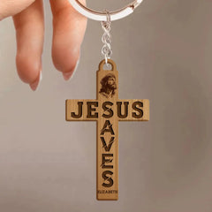 Customized Cross Shape Keychain - Personalized Name Jesus Cross Acrylic Keychain - A Gift For Friend,Family,Christian,BFF - OLESA