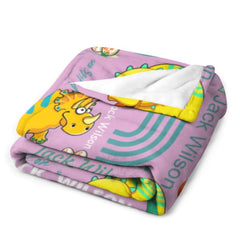 Customized Dinosaur Name Blanket - Dinosaur Print Custom Boy Blanket - Personalized Baby Birthday Gifts - OLESA