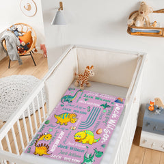 Customized Dinosaur Name Blanket - Dinosaur Print Custom Boy Blanket - Personalized Baby Birthday Gifts - OLESA