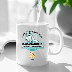 Customized Dinosaur Pattern Mug - Personalized Cartoon Dinosaur Mug with Pattern and Nickname - A Gift For Dinosaur Lovers,Family - OLESA