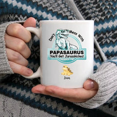 Customized Dinosaur Pattern Mug - Personalized Cartoon Dinosaur Mug with Pattern and Nickname - A Gift For Dinosaur Lovers,Family - OLESA