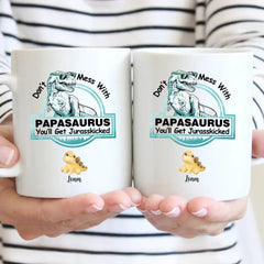 Customized Dinosaur Pattern Mug - Personalized Cartoon Dinosaur Mug with Pattern and Nickname - A Gift For Dinosaur Lovers,Family - OLESA