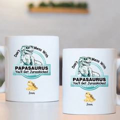 Customized Dinosaur Pattern Mug - Personalized Cartoon Dinosaur Mug with Pattern and Nickname - A Gift For Dinosaur Lovers,Family - OLESA