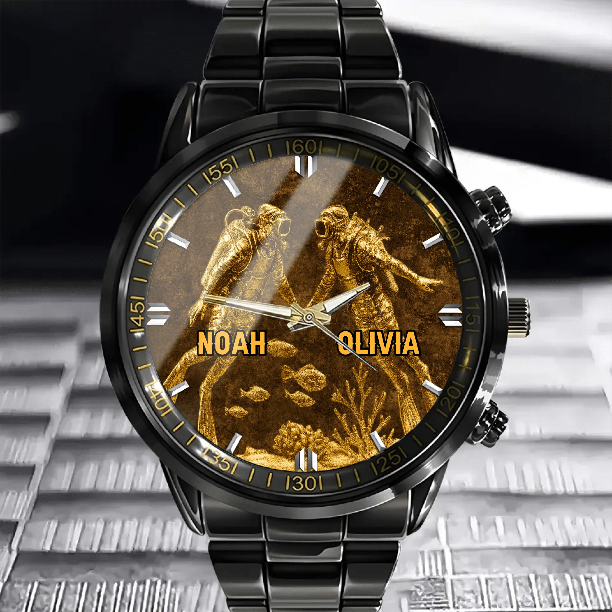 Customized Diving Pattern Watch - Personalized Name - Scuba Diving Lovers Gift - OLESA