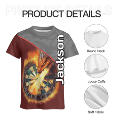 Customized Dragon Pattern T-shirt - Personalized Name Fire Breathing Dragon Clothes - A Gift For Dragon Enthusiasts,Friends,Family - OLESA