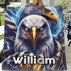 Customized Eagle Themed Blanket - Personalized Name Eagle Blanket - A Gift For Bird Lover,Eagle Lover,Friend,Colleagues - OLESA