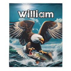 Customized Eagle Themed Blanket - Personalized Name Eagle Catching Fish Blanket - A Gift For Bird Lover,Eagle Lover,Friend,Colleagues - OLESA