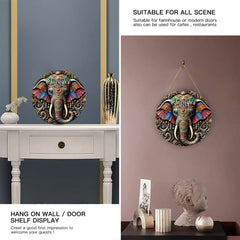 Customized Elephant Door Plate - Personalized Name Wooden Sign - Exquisite Decoration - OLESA
