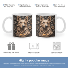Customized Embossed Style Pattern Mugs - Personalized Dog and Name Mug - A Gift For Dog Owners,Dog Lovers - OLESA