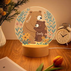 Customized Family Bear Flower Night Light - Personalized Name - Gifts For Kids - OLESA