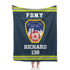 Customized Fire Theme Blankets - Personalized Firefighter Blankets with Fire Station Logos,Names and Numbers - A Gift For Firefighter,Wannabe Firefighters - OLESA