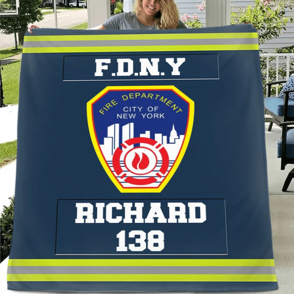 Customized Fire Theme Blankets - Personalized Firefighter Blankets with Fire Station Logos,Names and Numbers - A Gift For Firefighter,Wannabe Firefighters - OLESA