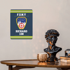 Customized Fire Theme Metal Painting - Personalized Firefighter Metal Painting with Fire Station Logos,Names and Numbers - A Gift For Firefighter,Wannabe Firefighters - OLESA