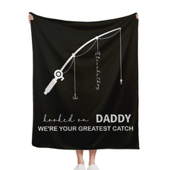 Customized Fishing Rod Pattern Blanket - Personalized Name,Designation and Theme Multi - colored Fishing Themed Blankets - A Gift For Dad,Grandpa,Family,Angler - OLESA