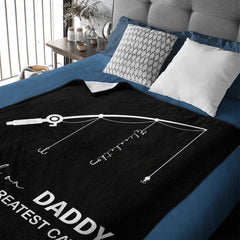 Customized Fishing Rod Pattern Blanket - Personalized Name,Designation and Theme Multi - colored Fishing Themed Blankets - A Gift For Dad,Grandpa,Family,Angler - OLESA