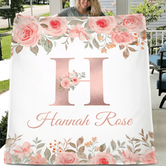 Customized Floral blanket - Personalized Name - Gifts for Beautiful Person - OLESA