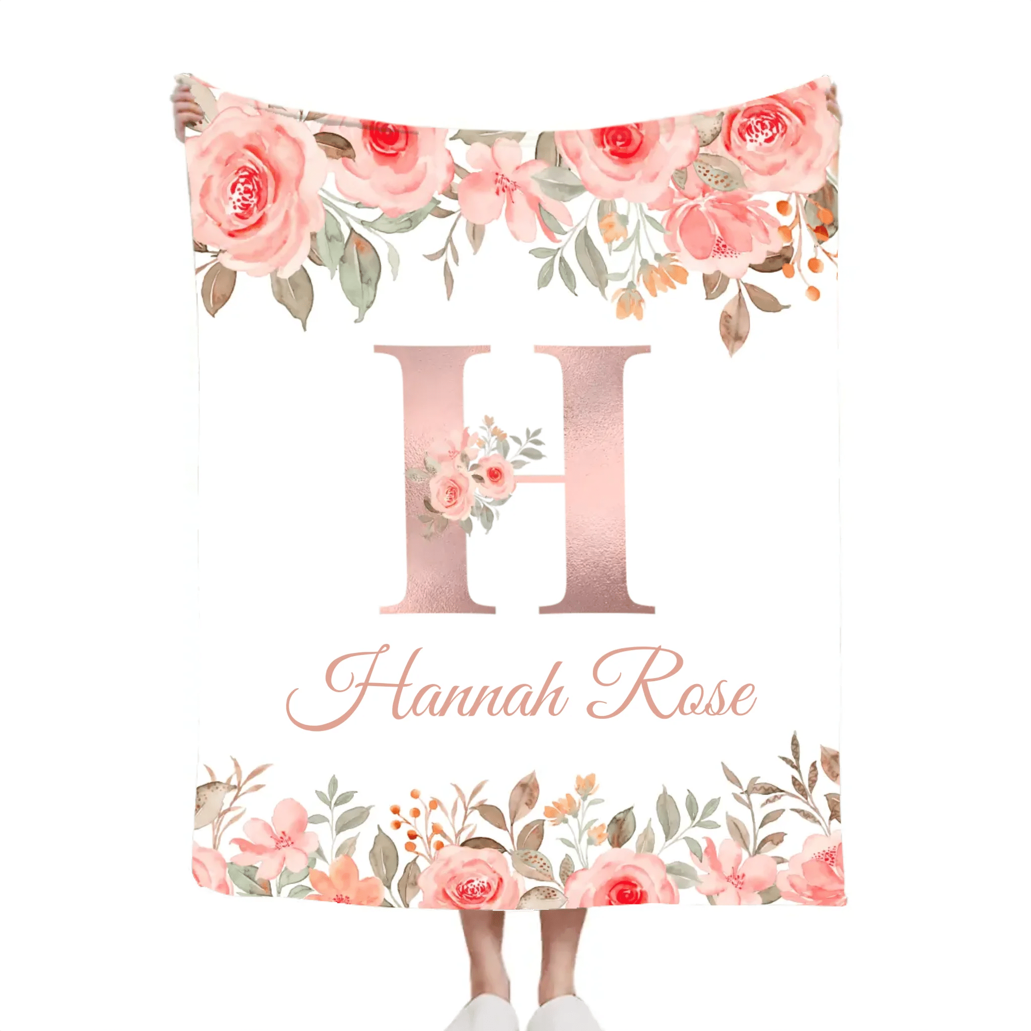 Customized Floral blanket - Personalized Name - Gifts for Beautiful Person - OLESA
