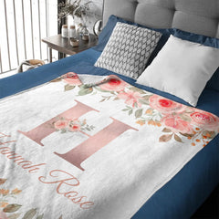 Customized Floral blanket - Personalized Name - Gifts for Beautiful Person - OLESA