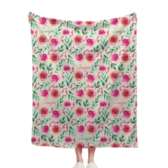 Customized Floral Blanket - Personalized Name Watercolor Style Floral Pattern Blanket - A Gift For Girl,Baby,Children - OLESA