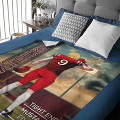Customized Football Themed Blankets - Personalized Football Commemorative Blanket With Athlete Cartoon Image,Name,Number and Year - A Gift For Footballers,Football Lovers,Sports Enthusiast - OLESA