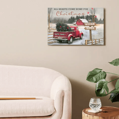 Customized Frameless Christmas Wall Decor - Personalized Custom Family Farm Christmas Truck Canvas Painting - Christmas Gifts For The Family - OLESA