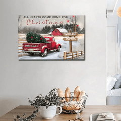 Customized Frameless Christmas Wall Decor - Personalized Custom Family Farm Christmas Truck Canvas Painting - Christmas Gifts For The Family - OLESA