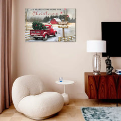 Customized Frameless Christmas Wall Decor - Personalized Custom Family Farm Christmas Truck Canvas Painting - Christmas Gifts For The Family - OLESA