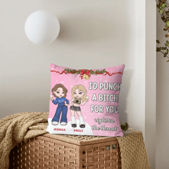 Customized Friendship Pillow - Personalized Name and Friends Character Image Pillow - Christmas Gift For Best Friends, BFF, Sisters - OLESA