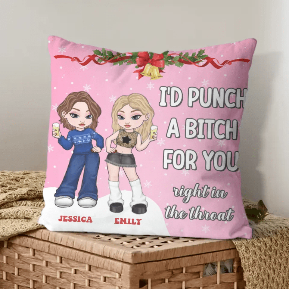 Customized Friendship Pillow - Personalized Name and Friends Character Image Pillow - Christmas Gift For Best Friends, BFF, Sisters - OLESA