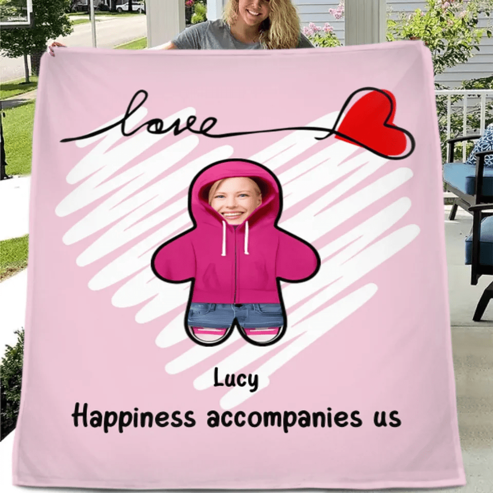 Customized Fun Family Blanket - Personalized Love Blanket with Family Member Photos and Names - A Gift For Family,Parent,Children - OLESA