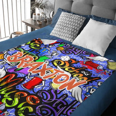 Customized Fun Skateboard Style Blanket - Personalized Name Junior Skateboard Blanket - A Gift For Boy,Children,Skateboard Enthusiast - OLESA