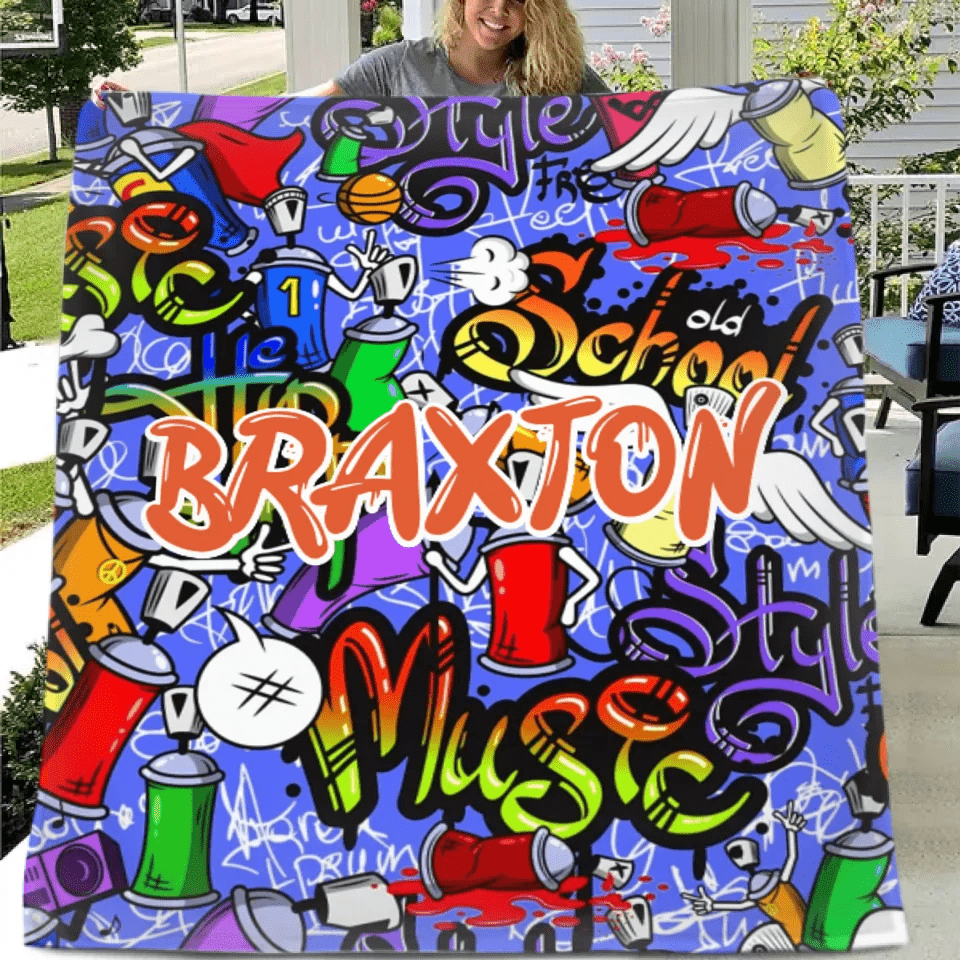 Customized Fun Skateboard Style Blanket - Personalized Name Junior Skateboard Blanket - A Gift For Boy,Children,Skateboard Enthusiast - OLESA