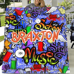 Customized Fun Skateboard Style Blanket - Personalized Name Junior Skateboard Blanket - A Gift For Boy,Children,Skateboard Enthusiast - OLESA