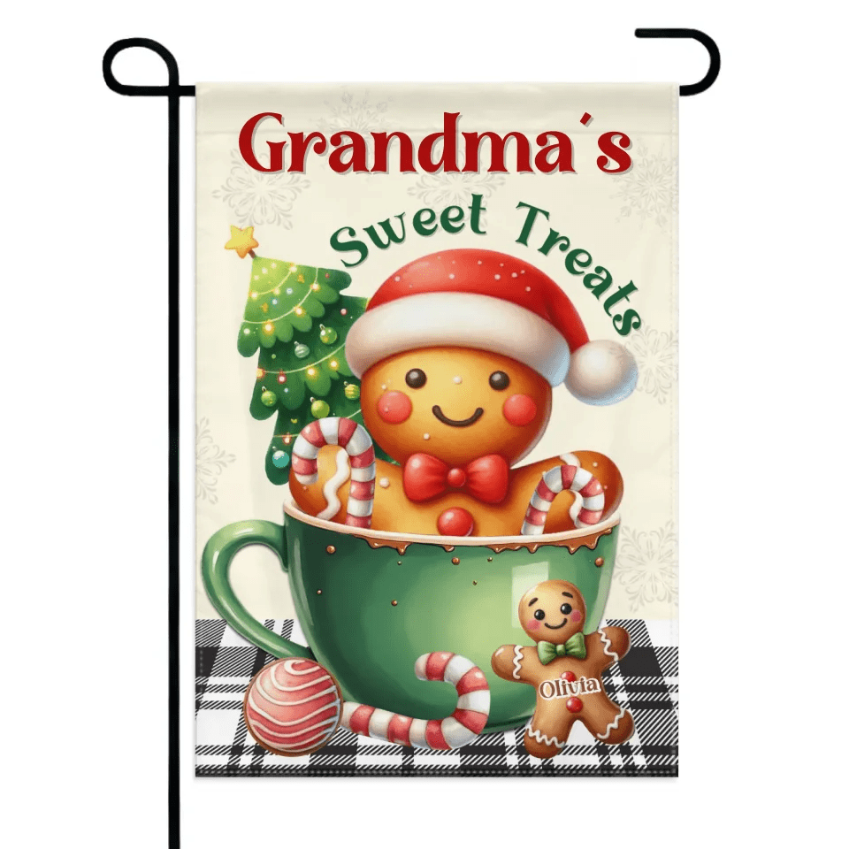 Customized Garden Decorations For Christmas - Personalized Nicknames, Names And Christmas Dessert Patterns Christmas Vibes Garden Flags - Christmas Gifts For Grandma,Family - OLESA