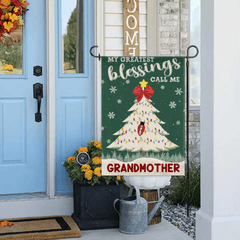Customized Garden Decorations For Christmas - Personalized Text And Grandchildren's Names Christmas Tree Garden Flag - Christmas Gifts For Grandma - OLESA