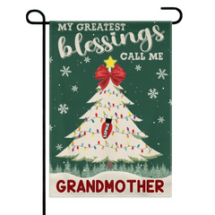 Customized Garden Decorations For Christmas - Personalized Text And Grandchildren's Names Christmas Tree Garden Flag - Christmas Gifts For Grandma - OLESA