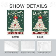 Customized Garden Decorations For Christmas - Personalized Text And Grandchildren's Names Christmas Tree Garden Flag - Christmas Gifts For Grandma - OLESA