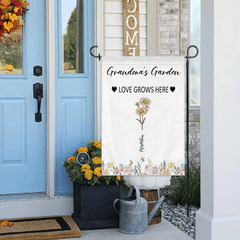 Customized Garden Themed Decorative Flags - Personalized Birthday Flower and Name Bush Pattern Flags - A Gift For Family,Friend,Flower Lovers - OLESA